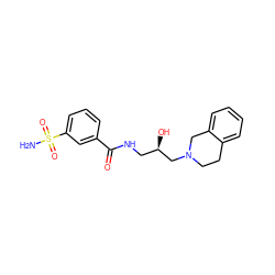 NS(=O)(=O)c1cccc(C(=O)NC[C@@H](O)CN2CCc3ccccc3C2)c1 ZINC000217030421