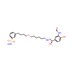 NS(=O)(=O)c1cccc(CCCCOCCCCCCNC[C@H](O)c2ccc(O)c(NC=O)c2)c1 ZINC000033991189