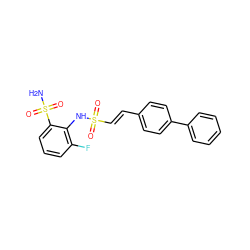 NS(=O)(=O)c1cccc(F)c1NS(=O)(=O)/C=C/c1ccc(-c2ccccc2)cc1 ZINC000144172083