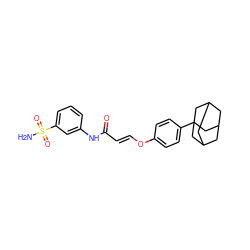 NS(=O)(=O)c1cccc(NC(=O)/C=C/Oc2ccc(C34CC5CC(CC(C5)C3)C4)cc2)c1 ZINC000095580338