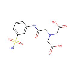 NS(=O)(=O)c1cccc(NC(=O)CN(CC(=O)O)CC(=O)O)c1 ZINC000013472900