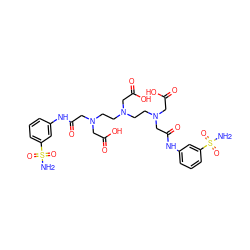 NS(=O)(=O)c1cccc(NC(=O)CN(CCN(CCN(CC(=O)O)CC(=O)Nc2cccc(S(N)(=O)=O)c2)CC(=O)O)CC(=O)O)c1 ZINC000034717922