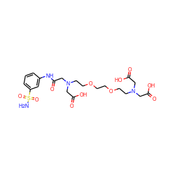 NS(=O)(=O)c1cccc(NC(=O)CN(CCOCCOCCN(CC(=O)O)CC(=O)O)CC(=O)O)c1 ZINC000029241030