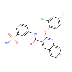 NS(=O)(=O)c1cccc(NC(=O)c2cc3ccccc3nc2Oc2ccc(F)cc2Cl)c1 ZINC000143184375