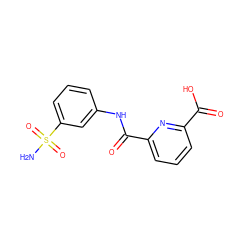 NS(=O)(=O)c1cccc(NC(=O)c2cccc(C(=O)O)n2)c1 ZINC000013799095