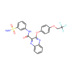 NS(=O)(=O)c1cccc(NC(=O)c2nc3ccccc3nc2Oc2ccc(OCC(F)(F)F)cc2)c1 ZINC000143199930