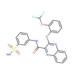 NS(=O)(=O)c1cccc(NC(=O)c2nc3ccccc3nc2Oc2ccccc2OC(F)F)c1 ZINC000143256944