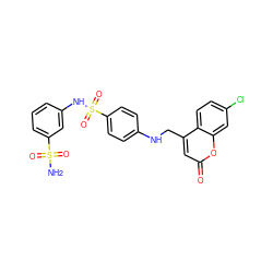 NS(=O)(=O)c1cccc(NS(=O)(=O)c2ccc(NCc3cc(=O)oc4cc(Cl)ccc34)cc2)c1 ZINC000027740529