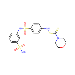 NS(=O)(=O)c1cccc(NS(=O)(=O)c2ccc(NSC(=S)N3CCOCC3)cc2)c1 ZINC000034717867