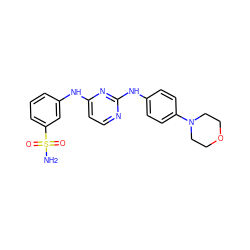 NS(=O)(=O)c1cccc(Nc2ccnc(Nc3ccc(N4CCOCC4)cc3)n2)c1 ZINC001772624690