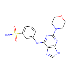 NS(=O)(=O)c1cccc(Nc2nc(N3CCOCC3)nc3[nH]cnc23)c1 ZINC000053314111