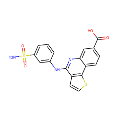 NS(=O)(=O)c1cccc(Nc2nc3cc(C(=O)O)ccc3c3sccc23)c1 ZINC000167763718