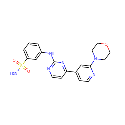 NS(=O)(=O)c1cccc(Nc2nccc(-c3ccnc(N4CCOCC4)c3)n2)c1 ZINC000095578962