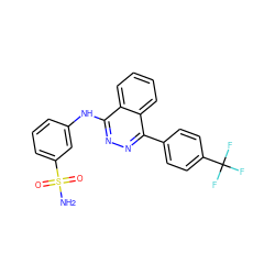 NS(=O)(=O)c1cccc(Nc2nnc(-c3ccc(C(F)(F)F)cc3)c3ccccc23)c1 ZINC000095586251