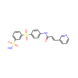 NS(=O)(=O)c1cccc(S(=O)(=O)c2ccc(NC(=O)/C=C/c3cccnc3)cc2)c1 ZINC000142274992