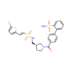 NS(=O)(=O)c1ccccc1-c1ccc(C(=O)N2CC[C@@H](CNS(=O)(=O)/C=C/c3ccc(Cl)s3)C2)cc1 ZINC000028955999