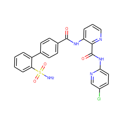 NS(=O)(=O)c1ccccc1-c1ccc(C(=O)Nc2cccnc2C(=O)Nc2ccc(Cl)cn2)cc1 ZINC000028110313