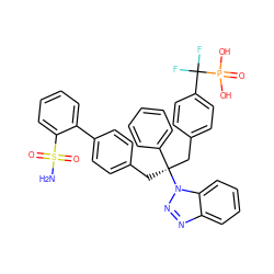 NS(=O)(=O)c1ccccc1-c1ccc(C[C@@](Cc2ccc(C(F)(F)P(=O)(O)O)cc2)(c2ccccc2)n2nnc3ccccc32)cc1 ZINC000025993918