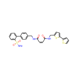 NS(=O)(=O)c1ccccc1-c1ccc(CNC(=O)/C=C\C(=O)NCc2ccc(-c3cccs3)s2)cc1 ZINC000038141013