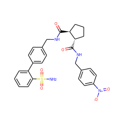 NS(=O)(=O)c1ccccc1-c1ccc(CNC(=O)[C@H]2CCC[C@@H]2C(=O)NCc2ccc([N+](=O)[O-])cc2)cc1 ZINC000028355437