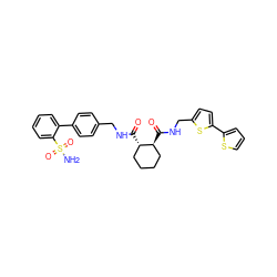 NS(=O)(=O)c1ccccc1-c1ccc(CNC(=O)[C@H]2CCCC[C@@H]2C(=O)NCc2ccc(-c3cccs3)s2)cc1 ZINC000028349966