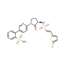 NS(=O)(=O)c1ccccc1-c1ccc(N2CC[C@@H](NS(=O)(=O)/C=C/c3ccc(Cl)s3)C2=O)nc1 ZINC000028979584