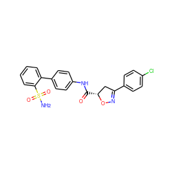 NS(=O)(=O)c1ccccc1-c1ccc(NC(=O)[C@@H]2CC(c3ccc(Cl)cc3)=NO2)cc1 ZINC000013489858