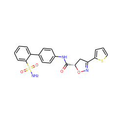 NS(=O)(=O)c1ccccc1-c1ccc(NC(=O)[C@@H]2CC(c3cccs3)=NO2)cc1 ZINC000012355005