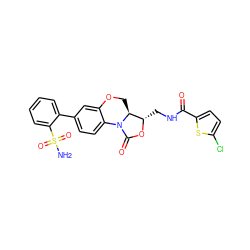 NS(=O)(=O)c1ccccc1-c1ccc2c(c1)OC[C@H]1[C@H](CNC(=O)c3ccc(Cl)s3)OC(=O)N21 ZINC000299822687