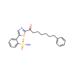 NS(=O)(=O)c1ccccc1-c1cnc(C(=O)CCCCCCc2ccccc2)o1 ZINC000035259947