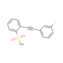 NS(=O)(=O)c1ccccc1C#Cc1cccc(F)c1 ZINC000072122920