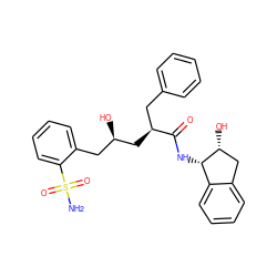 NS(=O)(=O)c1ccccc1C[C@@H](O)C[C@@H](Cc1ccccc1)C(=O)N[C@H]1c2ccccc2C[C@H]1O ZINC000029569138