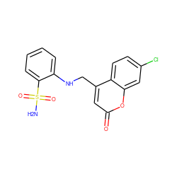 NS(=O)(=O)c1ccccc1NCc1cc(=O)oc2cc(Cl)ccc12 ZINC000027733985