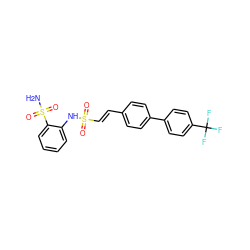 NS(=O)(=O)c1ccccc1NS(=O)(=O)/C=C/c1ccc(-c2ccc(C(F)(F)F)cc2)cc1 ZINC000147338894