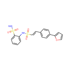 NS(=O)(=O)c1ccccc1NS(=O)(=O)/C=C/c1ccc(-c2ccco2)cc1 ZINC000043206721