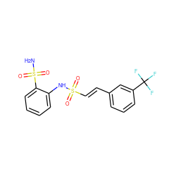 NS(=O)(=O)c1ccccc1NS(=O)(=O)/C=C/c1cccc(C(F)(F)F)c1 ZINC000148384572