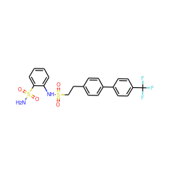 NS(=O)(=O)c1ccccc1NS(=O)(=O)CCc1ccc(-c2ccc(C(F)(F)F)cc2)cc1 ZINC000149470996