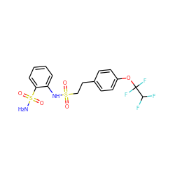 NS(=O)(=O)c1ccccc1NS(=O)(=O)CCc1ccc(OC(F)(F)C(F)F)cc1 ZINC000149321608