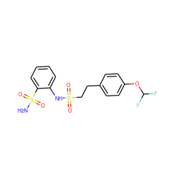 NS(=O)(=O)c1ccccc1NS(=O)(=O)CCc1ccc(OC(F)F)cc1 ZINC000143878188