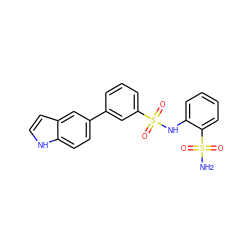 NS(=O)(=O)c1ccccc1NS(=O)(=O)c1cccc(-c2ccc3[nH]ccc3c2)c1 ZINC000147602046