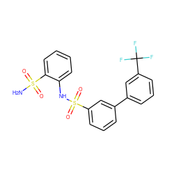 NS(=O)(=O)c1ccccc1NS(=O)(=O)c1cccc(-c2cccc(C(F)(F)F)c2)c1 ZINC000149003123