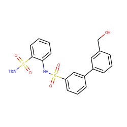 NS(=O)(=O)c1ccccc1NS(=O)(=O)c1cccc(-c2cccc(CO)c2)c1 ZINC000146438492