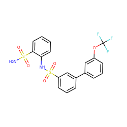 NS(=O)(=O)c1ccccc1NS(=O)(=O)c1cccc(-c2cccc(OC(F)(F)F)c2)c1 ZINC000148098920