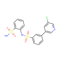 NS(=O)(=O)c1ccccc1NS(=O)(=O)c1cccc(-c2cncc(Cl)c2)c1 ZINC000147164998