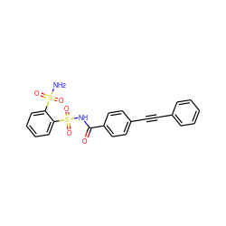 NS(=O)(=O)c1ccccc1S(=O)(=O)NC(=O)c1ccc(C#Cc2ccccc2)cc1 ZINC000114954914