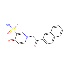 NS(=O)(=O)c1cn(CC(=O)c2ccc3ccccc3c2)ccc1=O ZINC000064485781