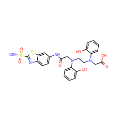 NS(=O)(=O)c1nc2ccc(NC(=O)CN(CCN(CC(=O)O)c3ccccc3O)c3ccccc3O)cc2s1 ZINC000029247434