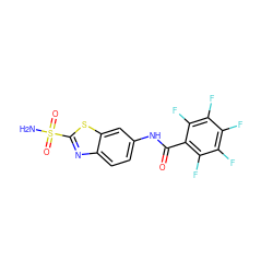 NS(=O)(=O)c1nc2ccc(NC(=O)c3c(F)c(F)c(F)c(F)c3F)cc2s1 ZINC000013835321