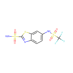 NS(=O)(=O)c1nc2ccc(NS(=O)(=O)C(F)(F)F)cc2s1 ZINC000013835292