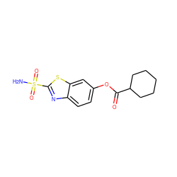 NS(=O)(=O)c1nc2ccc(OC(=O)C3CCCCC3)cc2s1 ZINC000026506338